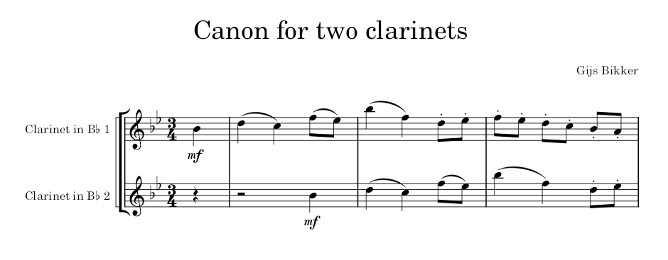 Canon for two clarinets