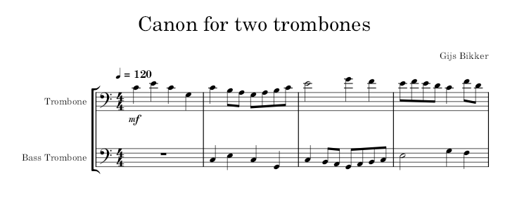 Canon for two trombones